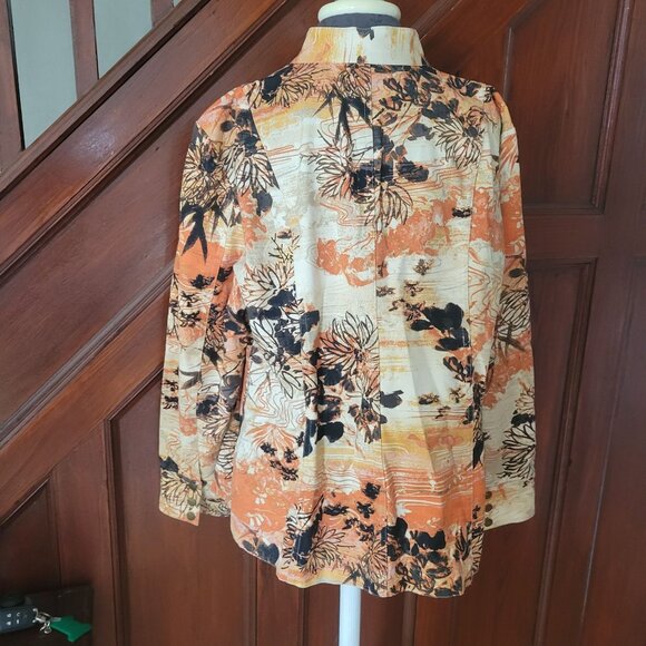 Coldwater Creek Womens Floral Print Lightweight Jacket With Mandarin Collar - XL - Picture 2 of 5